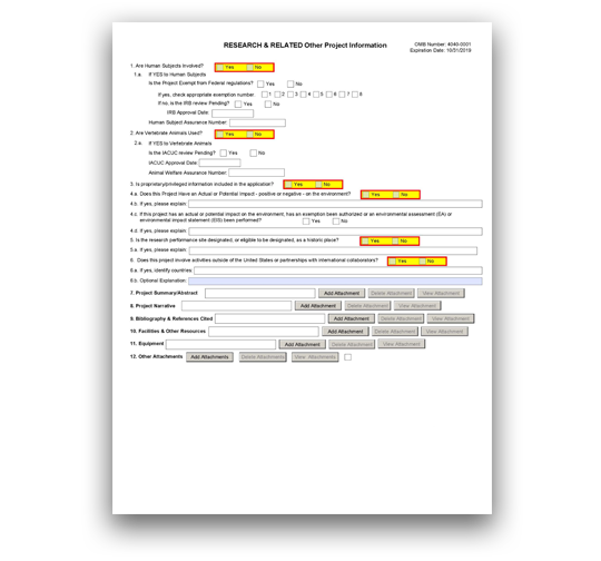 R&R Other Project Information Form