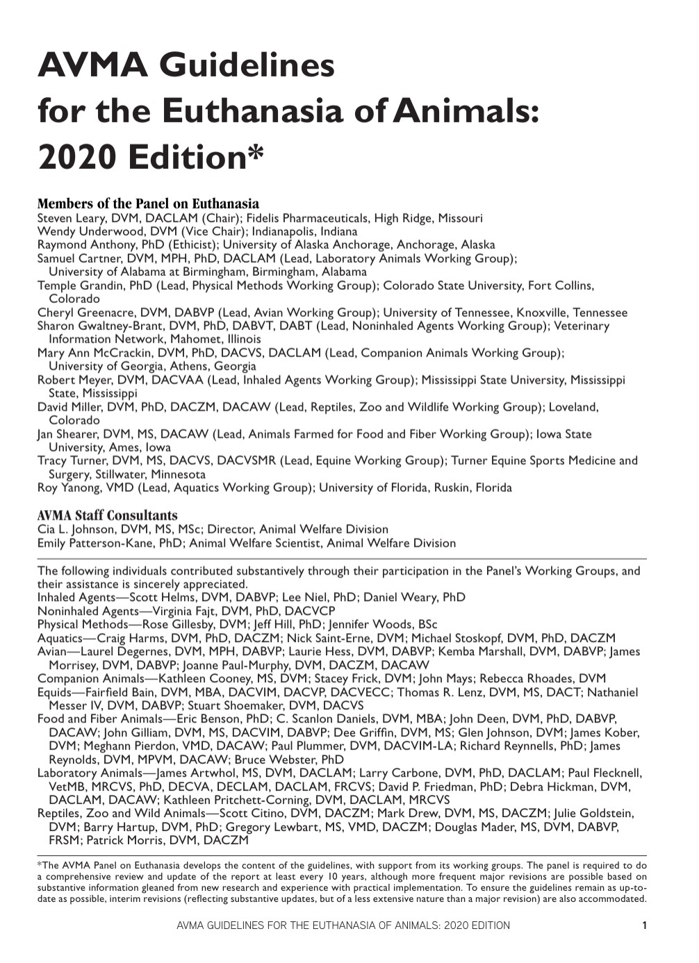 AVMA Guidelines Cover