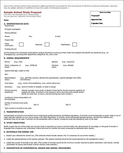 Sample Animal Study Proposal
